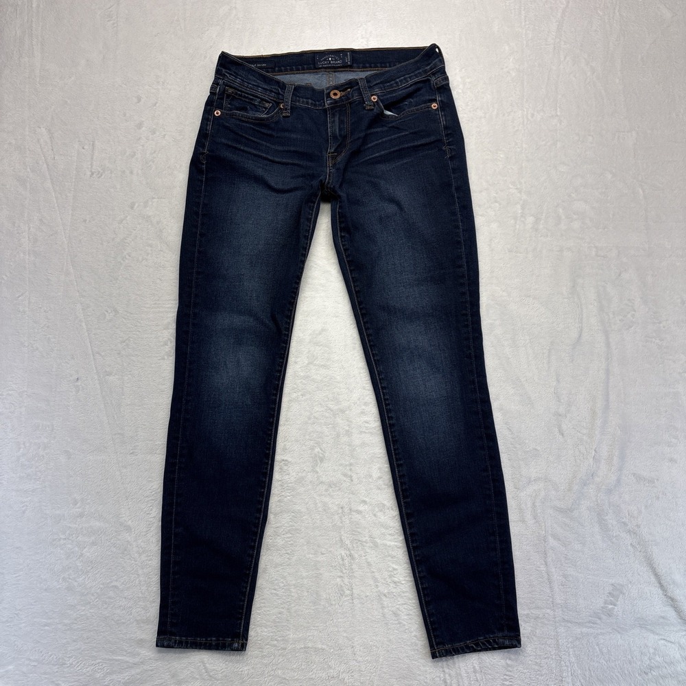 Lucky Brand Charlie Skinny Jeans Womens 4/27 Blue Stretch Denim Dark Wash Fade